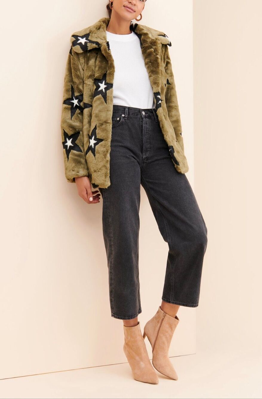 Avec les files star gazing fur coat size small